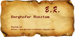 Berghofer Rusztem névjegykártya